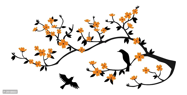 Beautiful Tree With Birds Flower Pvc Vinyl Multicolor Decorative Wall Sticker For Home Decoration 74Cm X122Cm