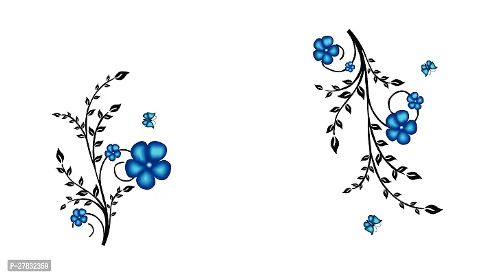 Decorative Tree Branch Blue Flower Decorative Pvc Vinyl Wall Sticker