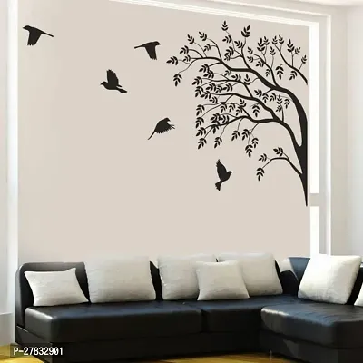 Monochrome Tree And Birds Wall Sticker-thumb0