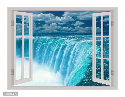 Beautiful Natural Water Fall Window Illution Wall Sticker Pvc Vinyl, Multicolour, Wall Covering 92 Cm X 61 Cm_Pcwi07-thumb0