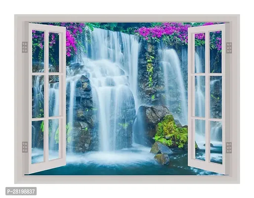 Beautiful Natural Water Fall Window Illution Wall Sticker Pvc Vinyl, Multicolour, Wall Covering 61 Cm X 46 Cm_Pcwi27-thumb0