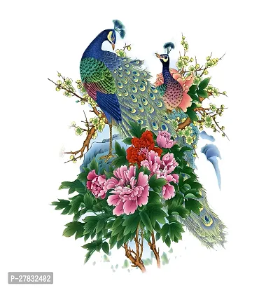 Multicolor Beautiful Peacocks Wall Sticker For Room, Office, Cafe-thumb0