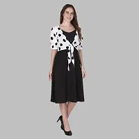 Classic Crepe Solid Dresses for Women with Shrug-thumb1