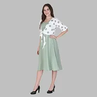 Classic Green Crepe Solid Dresses for Women with Shrug-thumb2