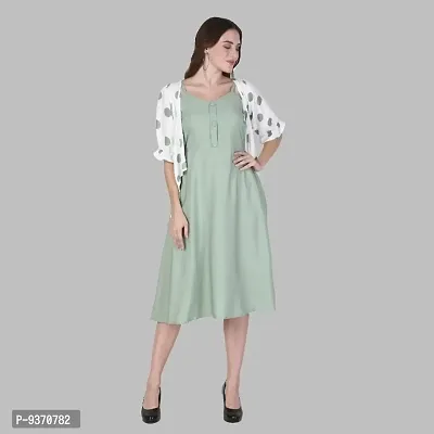 Classic Crepe Solid Dresses for Women with Shrug-thumb3