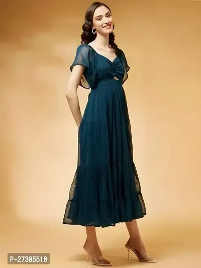 Fancy Georgette Solid Dress For Women-thumb0