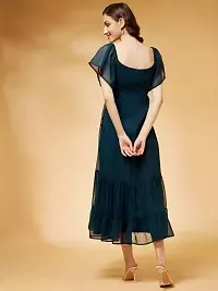 Fancy Georgette Solid Dress For Women-thumb1