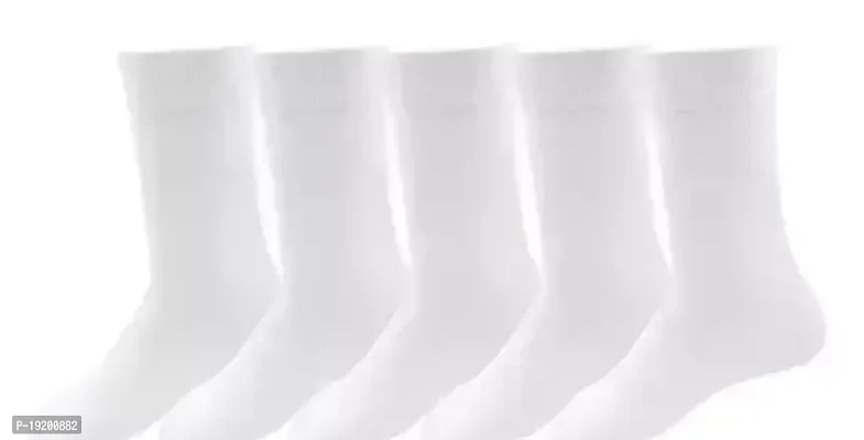 White Socks (Size:4 _ 7-9 Years) Pack of 5 Pairs Socks Boys and Girls Calf Length White Plain Organic Cotton School Socks Boys/Girls/Kids/Unisex Pure Cotton Lycra White School Socks