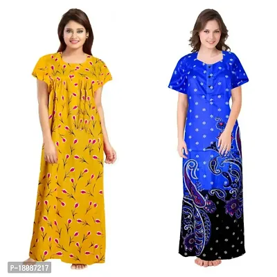 Stylish Embellished rich long Printed nightwear Combo Pack of 2