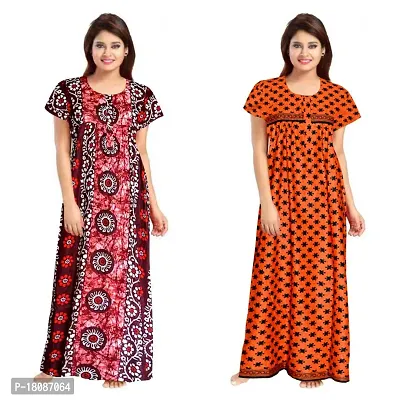 Stylish Embellished rich long Printed nightwear Combo Pack of 2