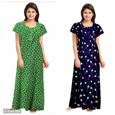 Stylish Embellished rich long Printed nightwear Combo Pack of 2