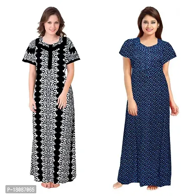 Stylish Embellished rich long Printed nightwear Combo Pack of 2