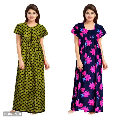 Stylish Embellished rich long Printed nightwear Combo Pack of 2