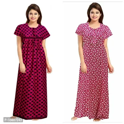 Stylish Embellished rich long Printed nightwear Combo Pack of 2