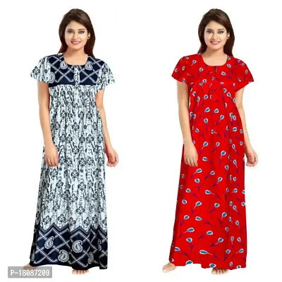 Stylish Embellished rich long Printed nightwear Combo Pack of 2