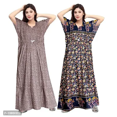 Stylish Embellished rich long Printed nightwear Combo Pack of 2