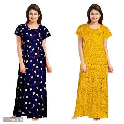 Stylish Embellished rich long Printed nightwear Combo Pack of 2