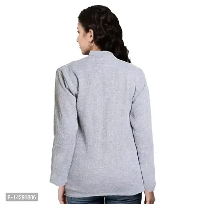 Mudrika Women Woolen V-Neck | Winter Wear Cardigan Pullover for Women | Fashionably Regular Fit Sweater Jerseys for Women's  Girls Grey-thumb2