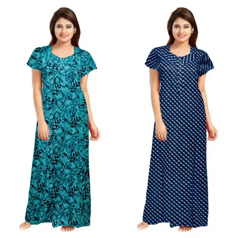 Stylish Embellished rich long nightwear Combo Pack of 2