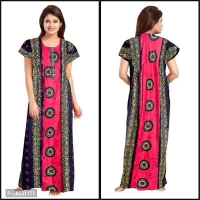 Elegant Multicoloured Cotton Blend Printed Nightdress For Women-thumb0