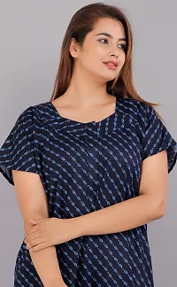 Trendy Cotton Navy Blue Short Sleeves Nightwear For Women-thumb2