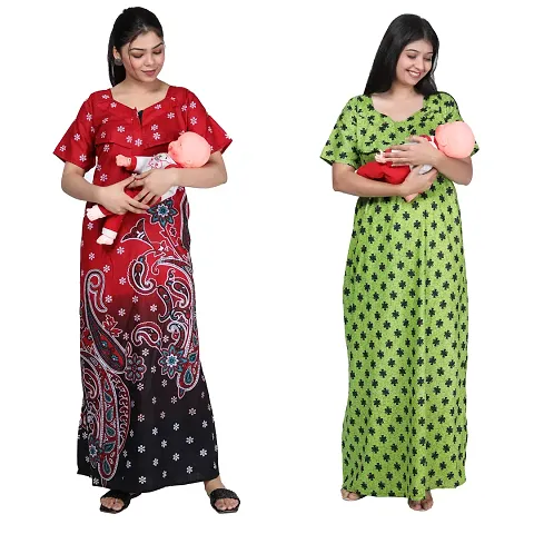 Women Feeding Nighty For Maternity Wear In Amazing Colors And Best Fabric Pack Of 2