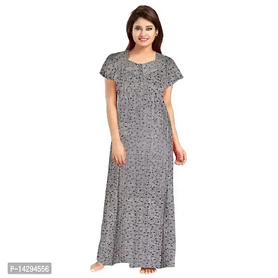 Lorina Women's Cotton Maxi Nighty Night Gown, Free Size Combo Pack of 2 Pieces-thumb2