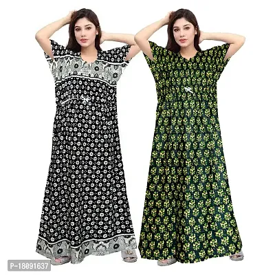 Stylish Embellished rich long Printed nightwear Combo Pack of 2