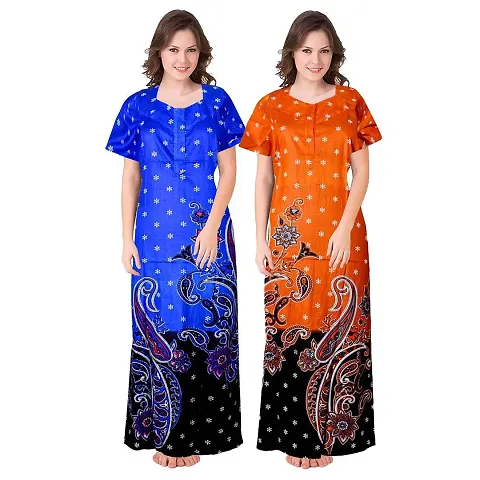 Stylish Embellished rich long nightwear Combo Pack of 2