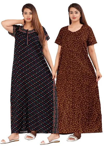 Pack Of 2 Cotton Nighty Combo For Women