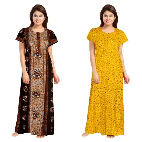 Stylish Embellished rich long nightwear Combo Pack of 2