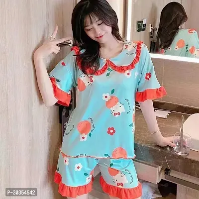 Comfortable Blue Cotton Lounge Set For Women