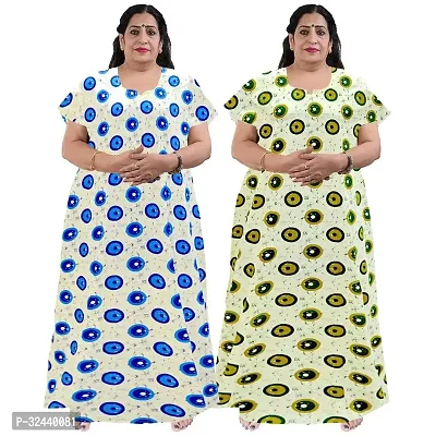 Stylish Cotton Printed Nighty For Women Pack Of 2