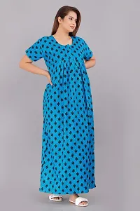 Trendy Cotton Blue Short Sleeves Nightwear For Women-thumb2