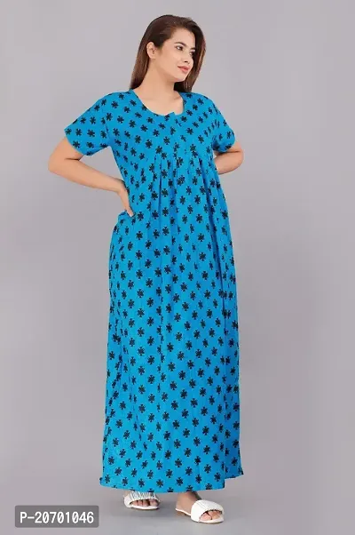 Trendy Cotton Blue Short Sleeves Nightwear For Women-thumb3