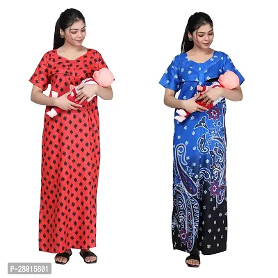 Women Printed Feeding Nighty For Maternity Wear In Amazing Colors And Best Fabric Pack Of 2