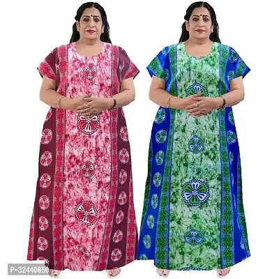 Stylish Cotton Printed Nighty For Women Pack Of 2