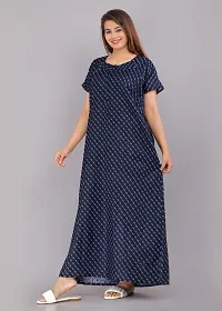 Trendy Cotton Navy Blue Short Sleeves Nightwear For Women-thumb1