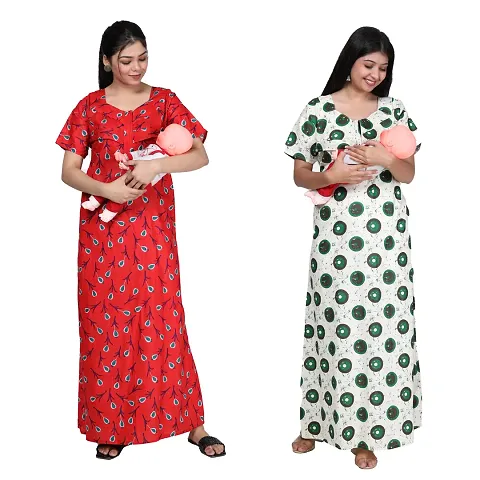 Women Feeding Nighty For Maternity Wear In Amazing Colors And Best Fabric Pack Of 2