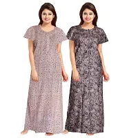 Mudrika Stylish Cotton Nighty for Women Sleepwear Free Size Upto XXL Combo of 2 Nighty for Women Night Gown Purple,Yellow-thumb3