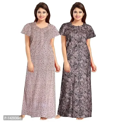 Mudrika Stylish Cotton Nighty for Women Sleepwear Free Size Upto XXL Combo of 2 Nighty for Women Night Gown Purple,Yellow-thumb4