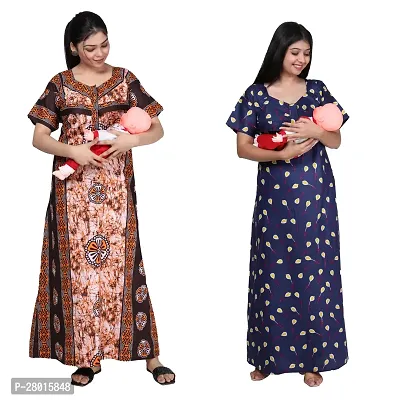 Women Printed Feeding Nighty For Maternity Wear In Amazing Colors And Best Fabric Pack Of 2