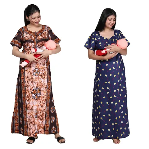 Women Feeding Nighty For Maternity Wear In Amazing Colors And Best Fabric Pack Of 2