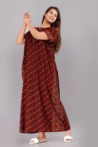 Trendy Cotton Maroon Short Sleeves Nightwear For Women-thumb2