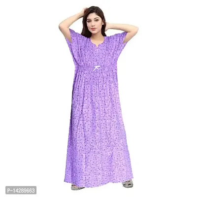 JVSP Women's Fashion Cotton Printed Full Length Maxi Night Gown Maternity Wear Kaftan Maxi Nighty (Combo Pack of 2)-thumb2