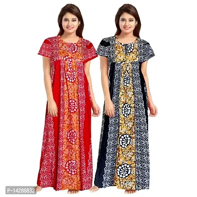 JVSP Women's Cotton Printed Attractive Maternity Wear Comfortable Maxi Nightdresses ( Combo Pack of 2 PCs.)