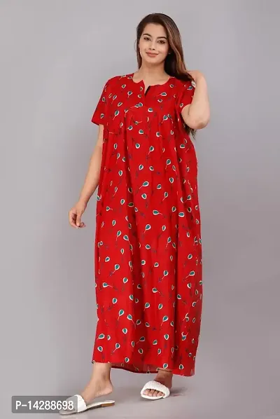 JVSP Women's Attractive Cotton Printed Full Length Maxi Sleepwear Maternity Wear Kaftan Maxi Nightdress (Pack of 2)-thumb2