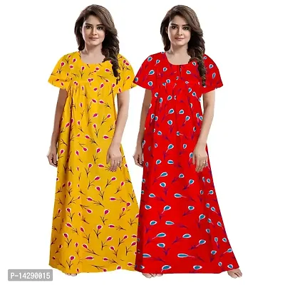 JVSP Women's Pure Cotton Printed Attractive Maxi Maternity Wear Comfortable Nightdresses ( Combo Pack of 2 PCs.)-thumb0