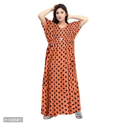 Lorina Women's Fashion Cotton Printed Full Length Maxi Night Gown Maternity Wear Kaftan Maxi Nighty (Combo Pack of 2)-thumb2