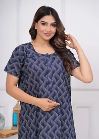 Elegant Blue Cotton Printed Nighty For Women-thumb2